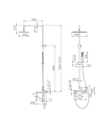 Set Rubinetto Monocomando per Vasca da bagno TOSCANA Oro