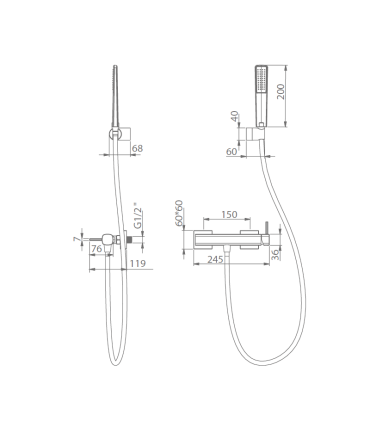 Set Doccia Monocomando con supporto TOSCANA Oro