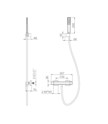 Set Doccia Termostatico con supporto TOSCANA Cromo
