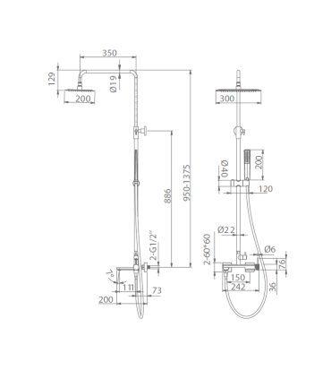 Set Rubinetto Monocomando per Vasca da bagno FIRENZE Oro
