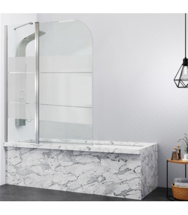 Box doccia frontale fissa + ribaltabile per vasca da Bagno RITA Argento