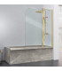 Box doccia frontale fissa + ribaltabile per vasca da Bagno RITA Oro