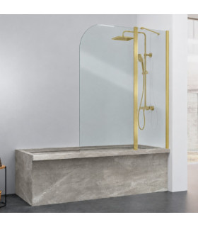 Box doccia frontale fissa + ribaltabile per vasca da Bagno RITA Oro
