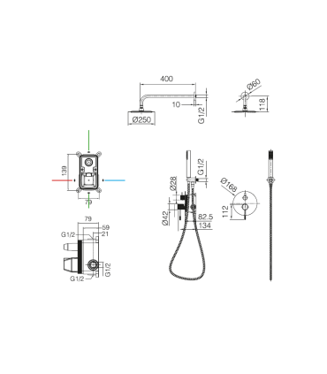 Set Doccia Incassati Monocomando GENOVA Cromo