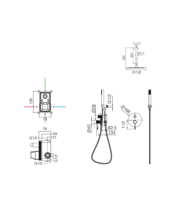 Set Doccia Incassati Monocomando PIAMONTE Black gun metal
