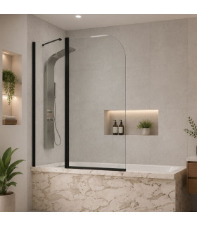 Box doccia frontale fissa + ribaltabile per vasca da Bagno RITA Nero