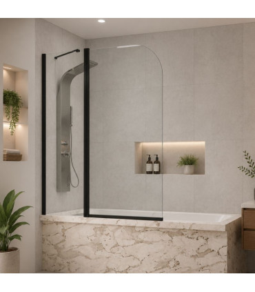 Box doccia frontale fissa + ribaltabile per vasca da Bagno RITA Nero